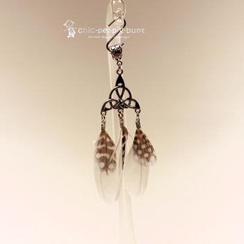 Kettenanhänger Traumfänger Feder punkte dots rot